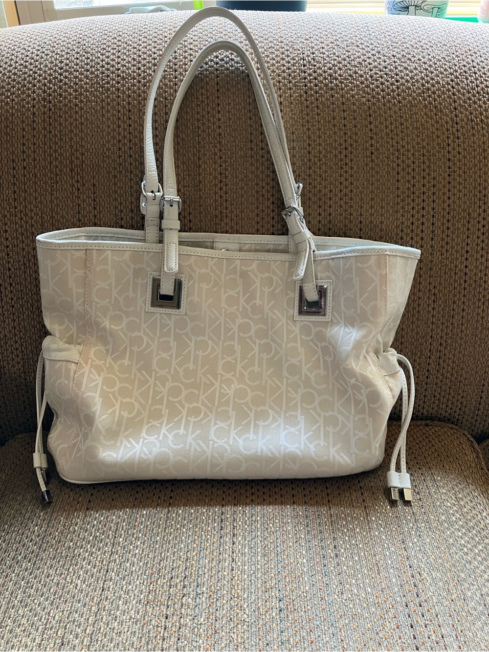 Calvin Klein Ivory Monogram Signature Tote